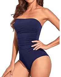 Holipick Women Navy Blue Bandeau One Piece