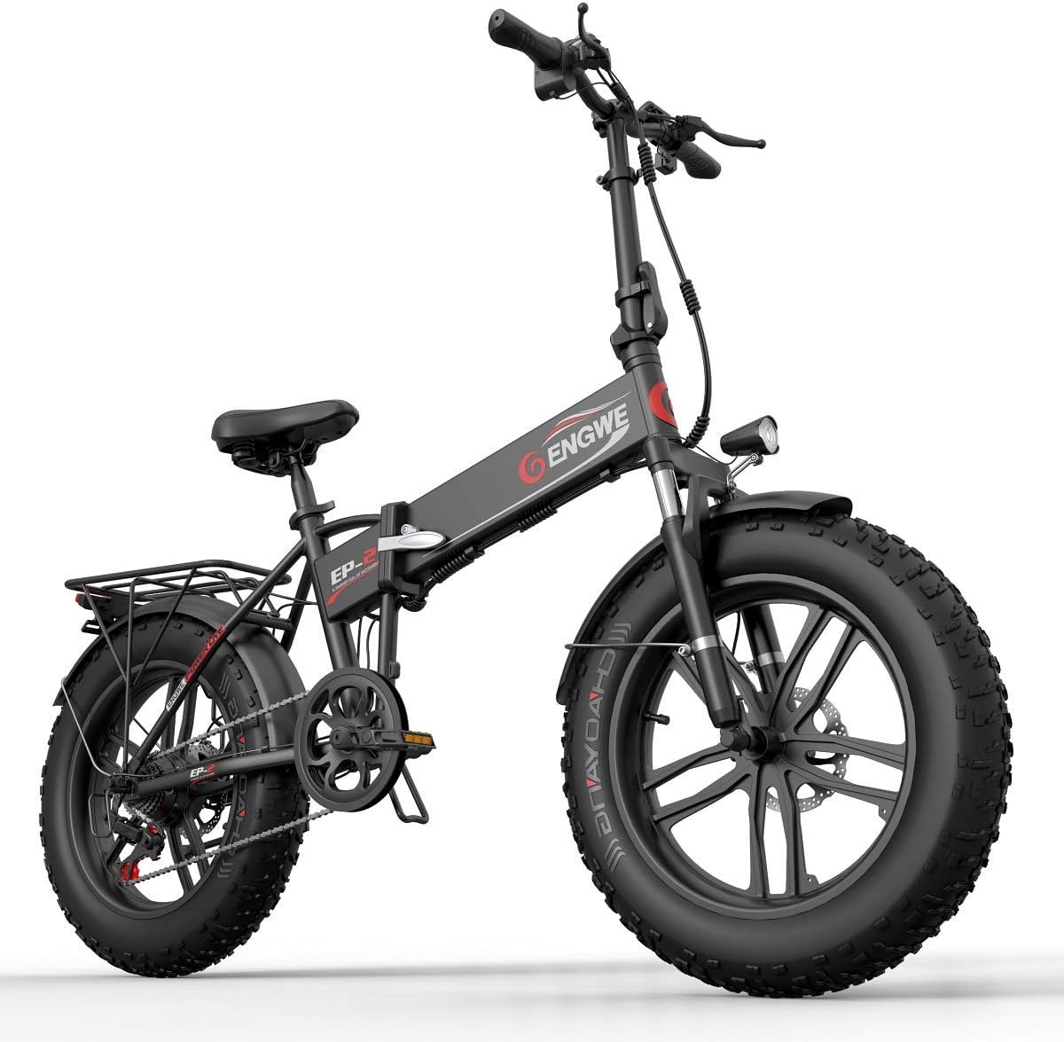 ENGWE Electric Mountain Bicycle 500W Fat Tire Electric Folding Beach Snow Bike, Adult Aluminum Electric Scooter 6 Speed Gear EBike with Power Assist and Removable 48V10A Lithium Battery(20")