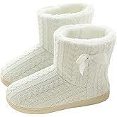 BUGUKI Slipper Boots Women Knit Plush Lining Winter House Shoes Memory Foam Indoor Outdoor