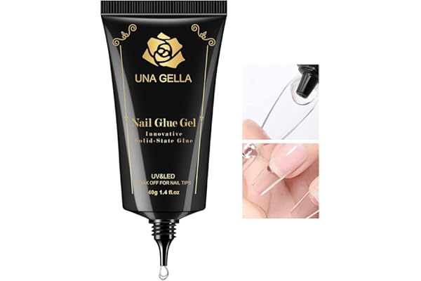 UNA GELLA Soft Gel Nail Tips Gl ue Solid Nails Gl ue Gel 40ml Lamp Curing Needed Soak Off G LUE Strong Nail G LUE G el for Ac