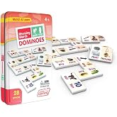 Junior Learning Rhyming Word Dominoes, 28-Piece Educational Matching Game | Multi-Colored Learning Tiles for Phonics and Literacy Skills. Includes 28 Durable Pieces in a Sturdy Storage Tin Box
