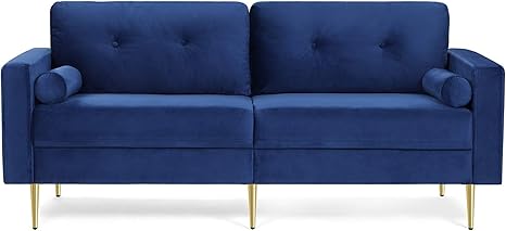Vasagle 3 Sitzer Sofa Couch Fur Wohnzimmer Bezug Aus Samt Fur Wohnungen Kleinen Raum Holzgestell Metallbeine Einfacher Aufbau Modernes Design 190 X 82 X 84 Cm Blau Lcs001q01 Amazon De Kuche Haushalt Wohnen