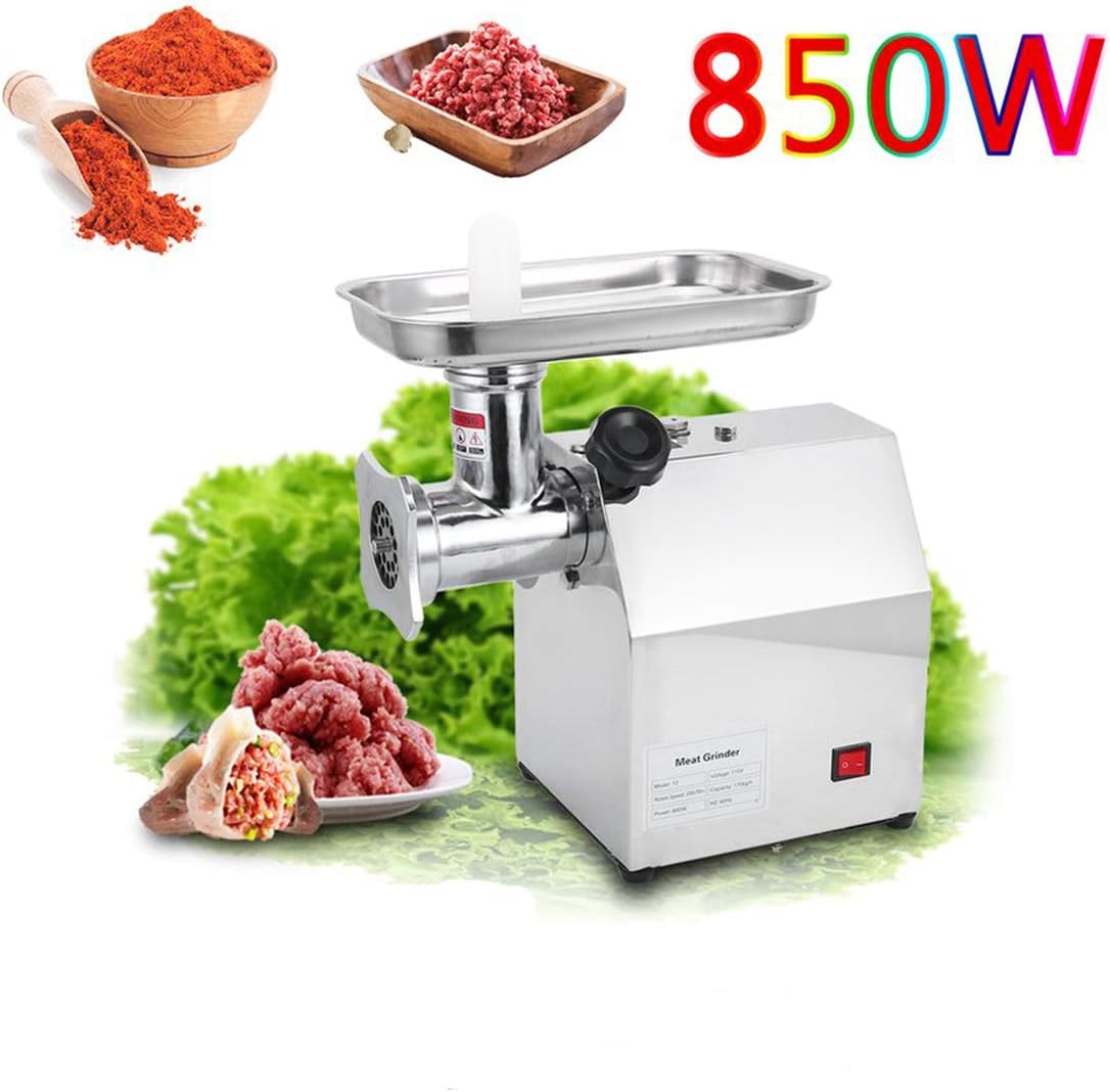 Holarose 850W 110V Electric Meat Grinder - Commercial Grade Stainless Steel Meat Machine Sausage Maker, 3 Grinding Plates, Heavy Duty Meat Mincer Sliver