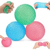 3PC Squishy Stress Ball, 2.36" Big Crystal Mochi Maltose Fidget Squishies | Wavy Textured Fidget Squish, Jelly Sugar Squeeze Toys, Anxiety Relief, Classroom Rewards, Party Favors&amp; Stocking Stuffers