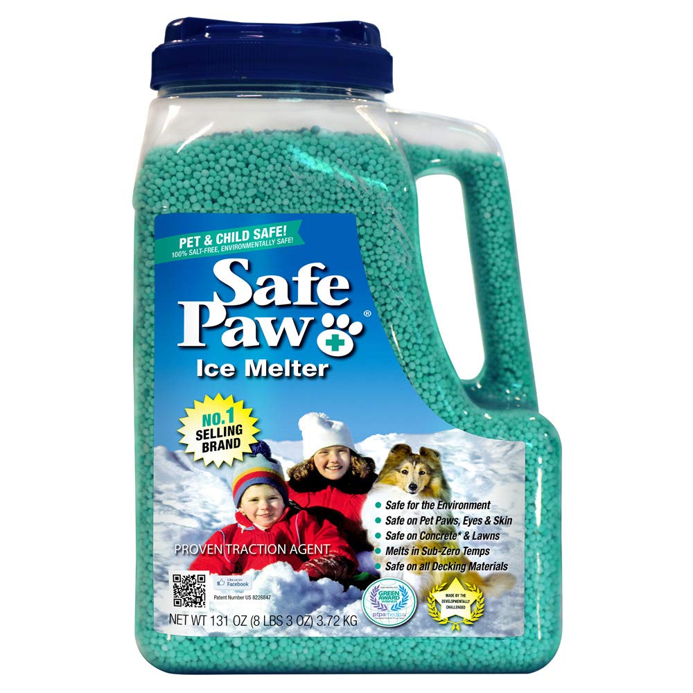 Safe Paw, Child Plant Dog Paw &amp; Pet Safe Ice Melt -8lb, 100% Salt/Chloride Free -Non-Toxic, Vet Approved, No Concrete Damage, Fast Acting Formula, Last 3X Longer
