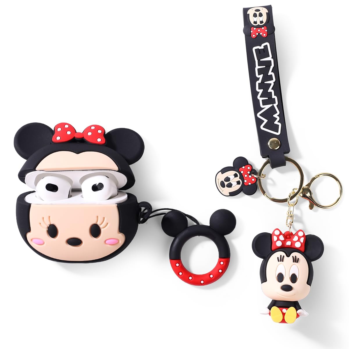 Photo 1 of Cute Case for AirPods 3rd Generation with Doll and Anti-Lost Lanyard Keychain, XMBYGY Silicone Case Protective Shockproof Covers with Kits for Boys Girls