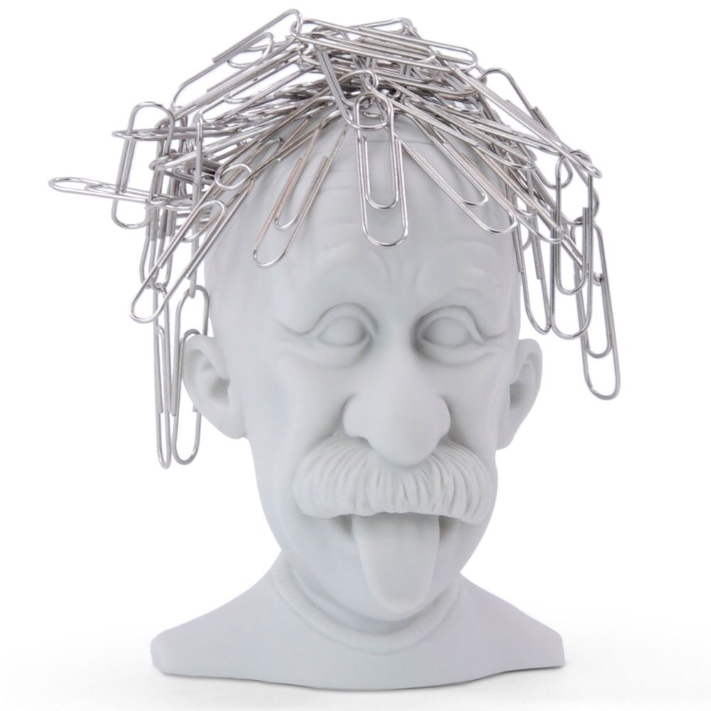 Genius Paperclip Holder. Einstein Head Paper Clip Holder