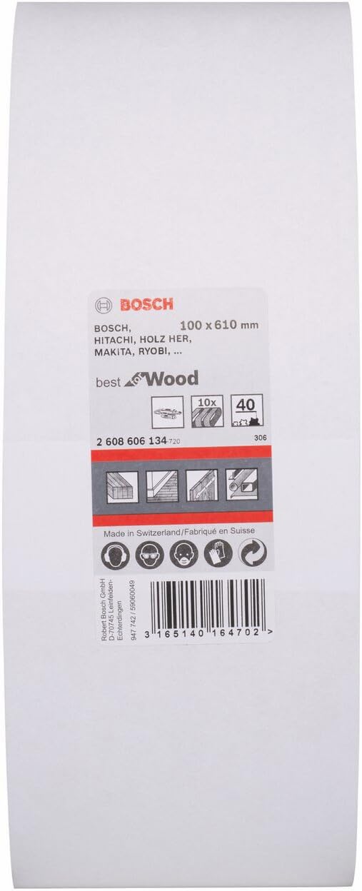 Bosch 10x PRO Paint on Wood and Hardwood X440 Sanding Belt for Sanders (for Paint on Wood Hardwood, 100 x 610 mm, Grit 40 - Image 3