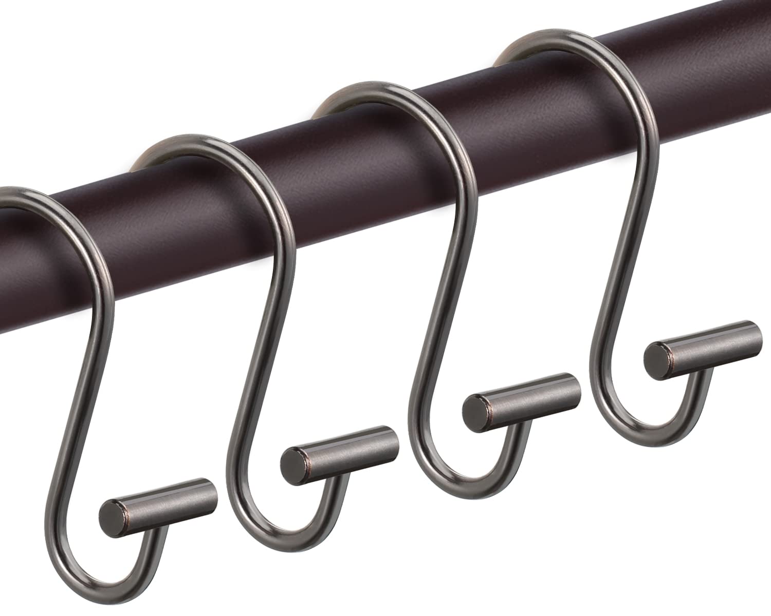 Bronze Shower Curtain Hooks, Rust Proof Shower Curtain Rings for Bathroom, CHICTIE T-Bar Metal Decorative Shower Curtain Hooks Hangers for Shower Curtain Rod,Set of 12