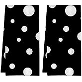 KXWQTRDD Black and White Polka Dot Hand Towels for Bathroom Set of 2,Absorbent Waffle Weave Kitchen Towels,Decorative Modern Bathroom Towel for Bath,Guest,Shower 16 X 24 Inch