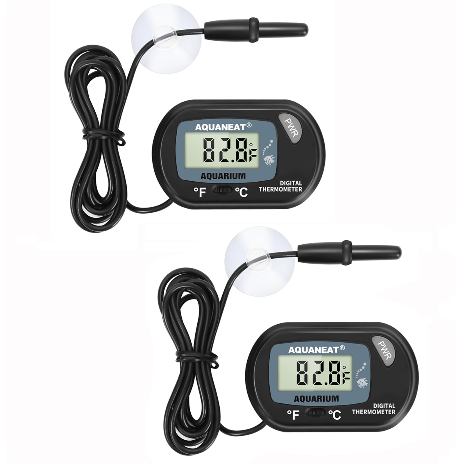 Photo 1 of AQUANEAT 2 Pack Aquarium Thermometer, Fish Tank Thermometer, Digital Temperature Test, with Large LCD Display