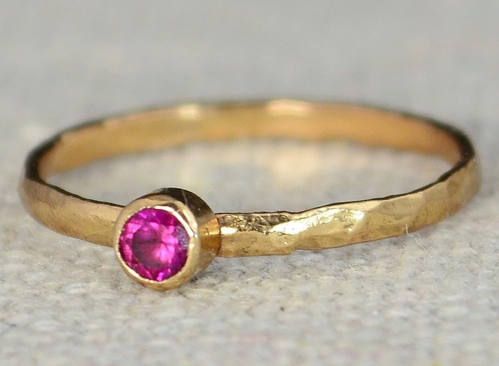 Amazon.com: Classic Rose Gold Filled Ruby Ring: Handmade