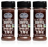 Fire & Flavor Natural Espresso and Chilies Coffee Rub, 2.5 ounce Bottles, Pack of 3