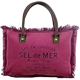 Myra Bag Sel De Mer Canvas Purses for Women - Canvas Tote Bag with Leather Strap, French Inspired Fabric Handbags for Women