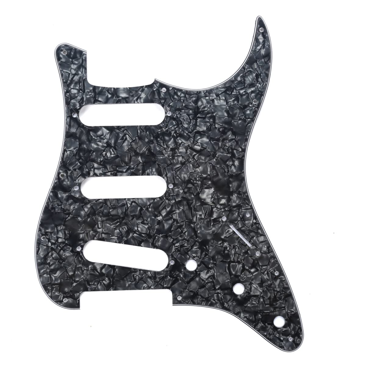 Musiclily 11 Hole SSS Strat Pickguard Scratch Plate for Fender USA/Mexican Standard Stratocaster Modern Style Electric Guitar, 4Ply Black Pearl โ image 1