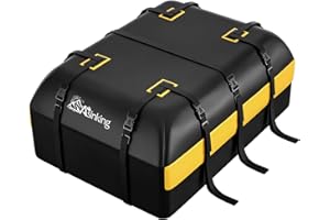ASINKING Car Rooftop Cargo Carrier Bag, 21 Cubic Feet Waterproo Car Top Carrier for All Vehicle with/Without Roof Rack, Includes Anti-Slip Mat, Luggage Lock, 6 Door Hooks, 2 Extra Straps, Storage Bag