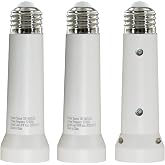 Light Socket Extender, E26/E27 Socket Extension Adapter, 5.31 inch Light Bulb Extension Socket, Light Bulb Socket Extender, Screw in Lamp Holder Adapter for Socket Fan Light(White 3Pack)