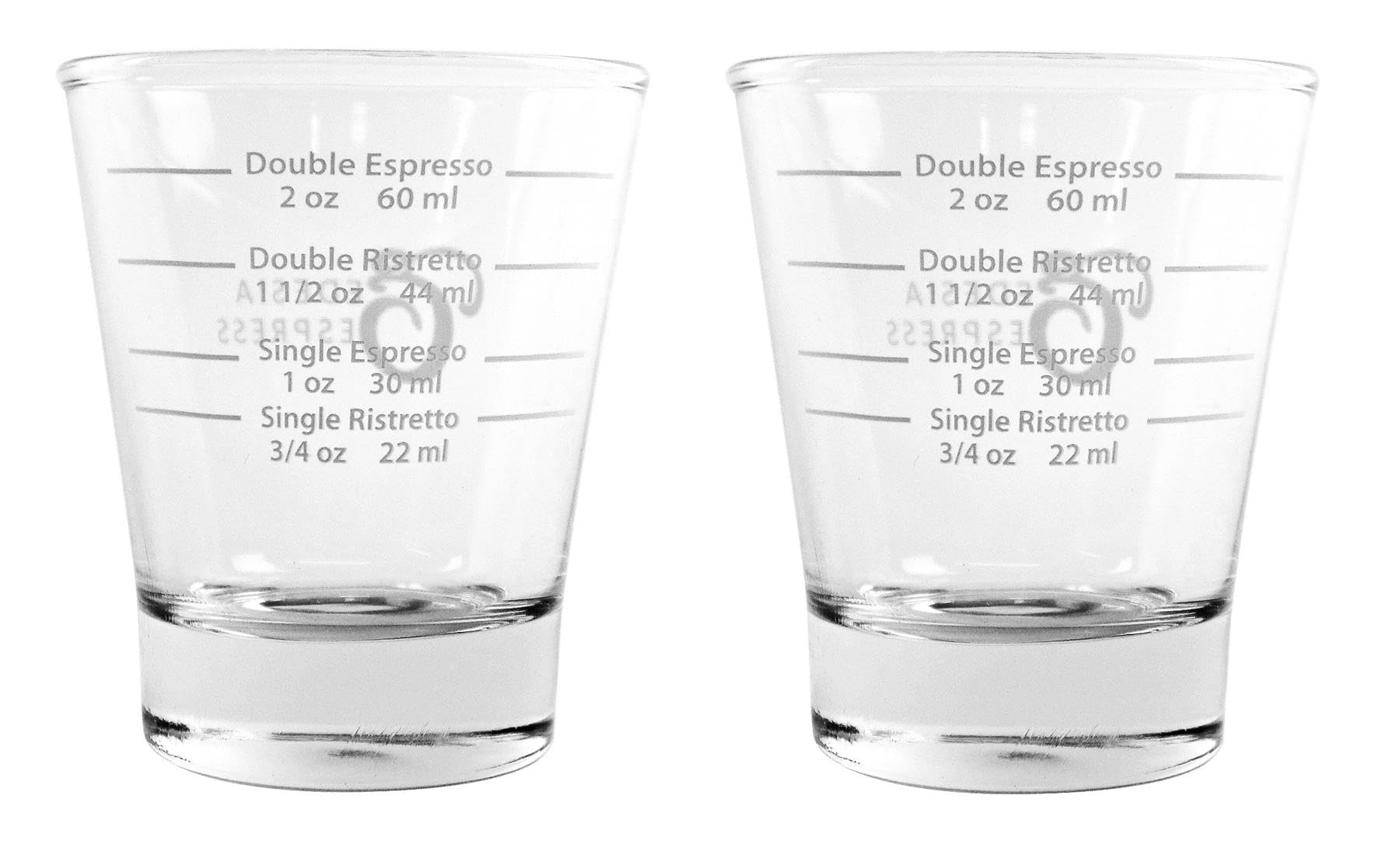 White Lined Espresso Shot Glass Measure for Coffee Espresso Machines - 85ml - by EDESIA ESPRESS - 2 Pack