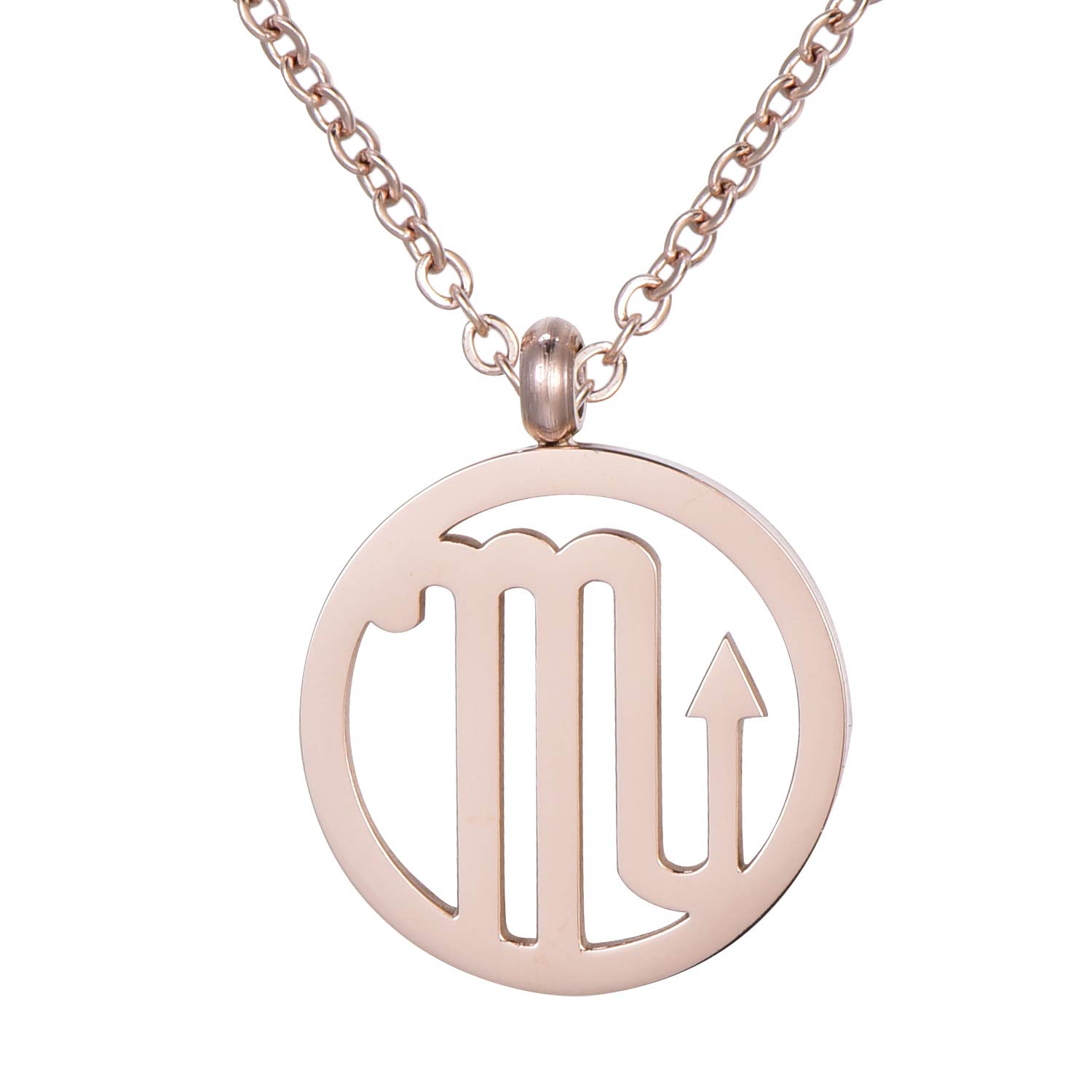 Morella Women's Stainless Steel Necklace Rose Gold with Pendant Star Sign Scorpio in a Velvet Bag