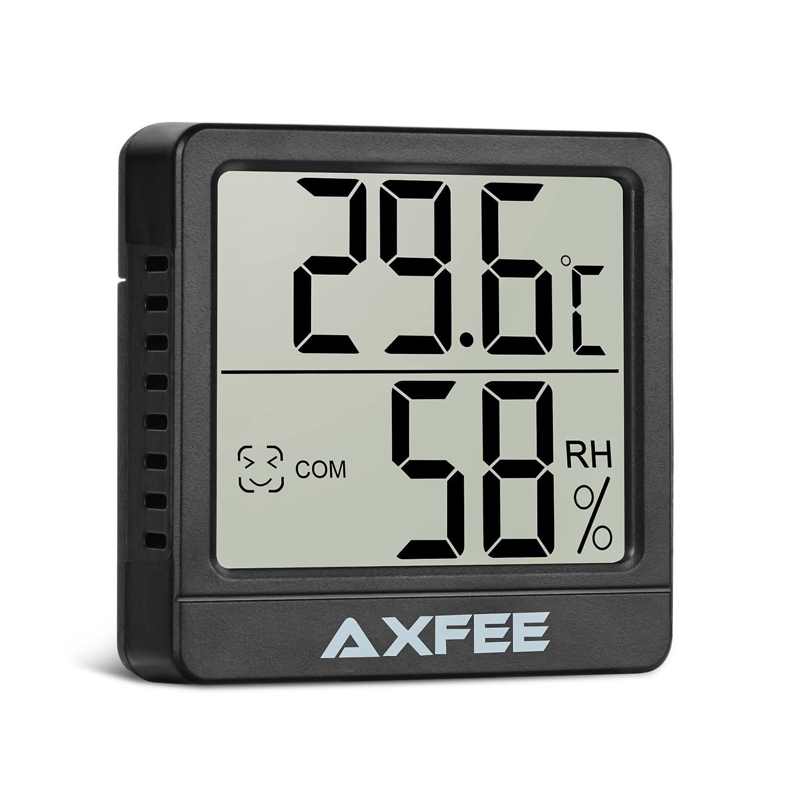 AXFEE Digital Mini Thermometer Hygrometer, Room Temperature Monitor And Humidity Meter,Humidity Meter With High Accuracy for Interior, Baby Room, Living Room, Office (Black)