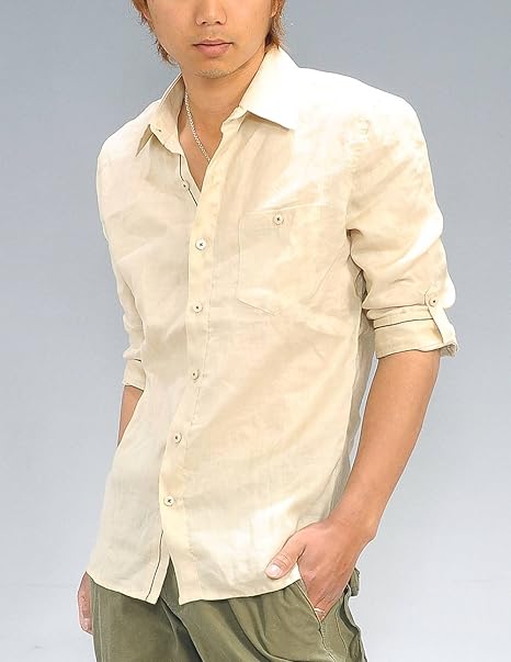 Amazon シャツ メンズ 七分袖 麻 綿麻 半袖 無地 シンプル カジュアル Q596 Xl ベージュ シャツ 通販