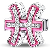 MICOO 925 Sterling Silver Zodiac Signs Charms Fits Pandora Bracelets Necklace 5A Cubic Zirconia Constellation Bead Charm for Women DIY Birthday Jewelry Gift