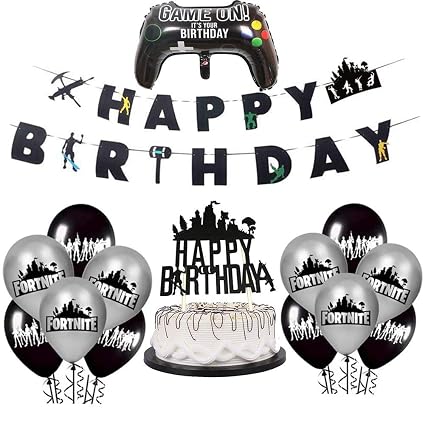 Vide Gaming Happy Birthday Party Banner Black Felt Flags Banner