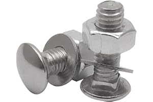 DGZ STORE 10set M8-1.25X20mm Stainless Steel Carriage Bolts, Nuts, Flat Washers Kits, Plain Finish