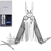 ROCKTOL Multitool SK02, VG-10 Knife,19-in-1 Multi-tool Pliers with Titanium-plated Handle,Compact &amp; Lightweight EDC Multi Tool with Nylon Sheath for Men,Outdoor Survival,Hiking,Camping
