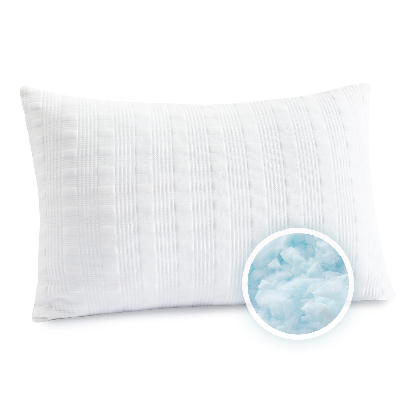 Meoflaw Cooling Pillows for Sleeping Standard Size,Shredded Memory Foam Bed Pillow with Double Sided Material Pillow Case,Adjustable Loft-Slow Rebound Standard Pillow for Side & Back Sleeper