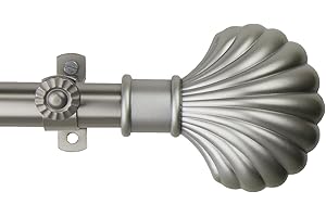 A&F Rod Decor - Curtain Rod Set 28-48 inch w/Shell Finial - Satin Nickel