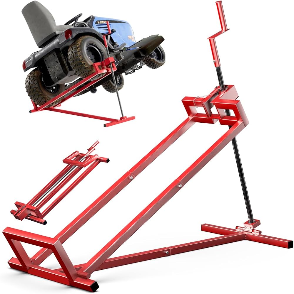VOUNOT Ride on Mower Jack Lift Telescopic 400kg Red Garden Tractor Lift