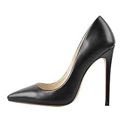 LISHAN Black Pumps for Women 4 Inch Heel,Sexy Black