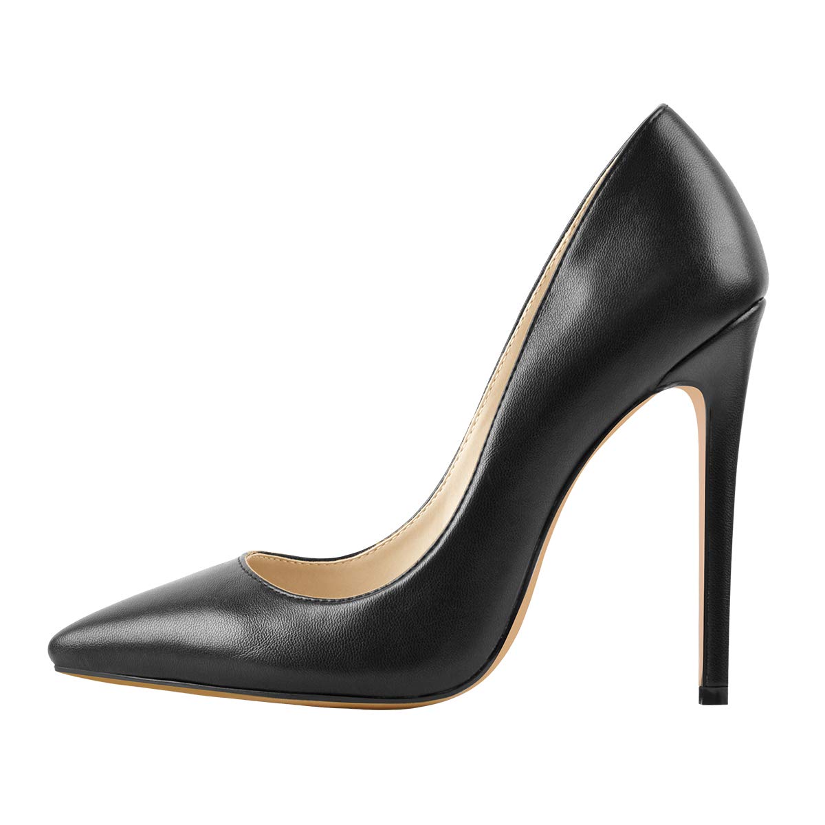 LISHAN Black Pumps for Women 4 Inch Heel,Sexy Black
