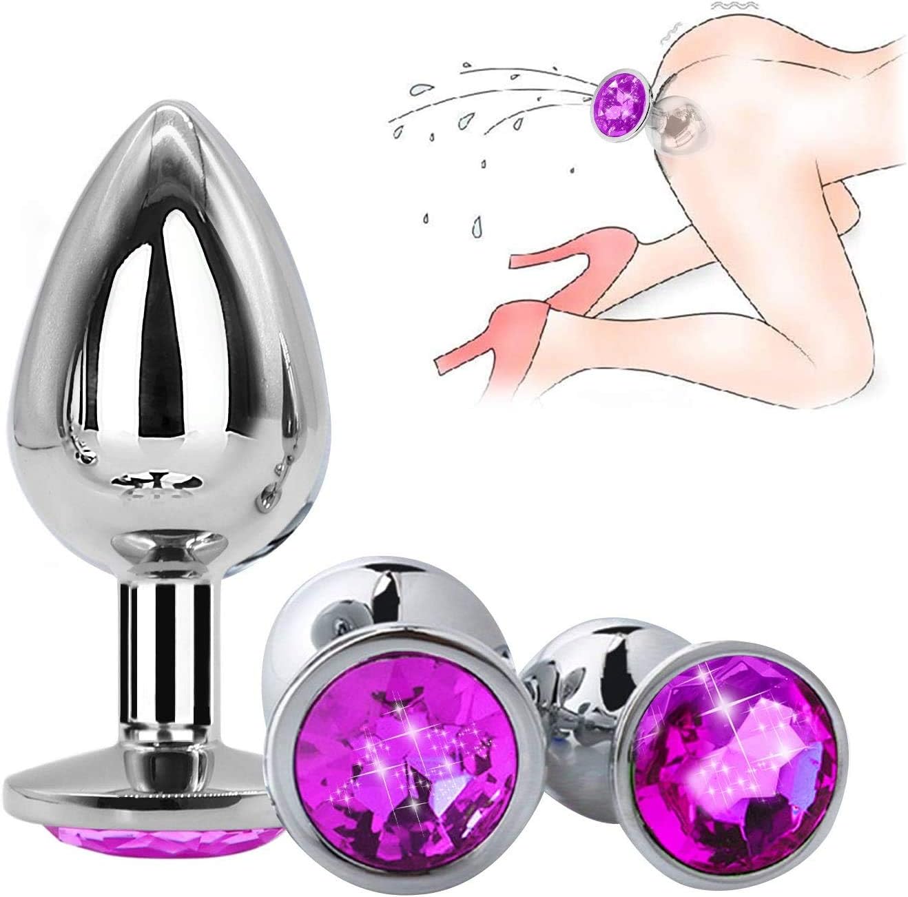 Stainless Steel Metal Trainer Kit 3 Piece Set Diamond Used for Man or Women in Anaywhere You Want (Purple ）