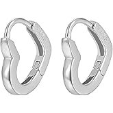 925 Stering Silver Heart Shaped Huggie Hoop Earrings, Sold as a Pair