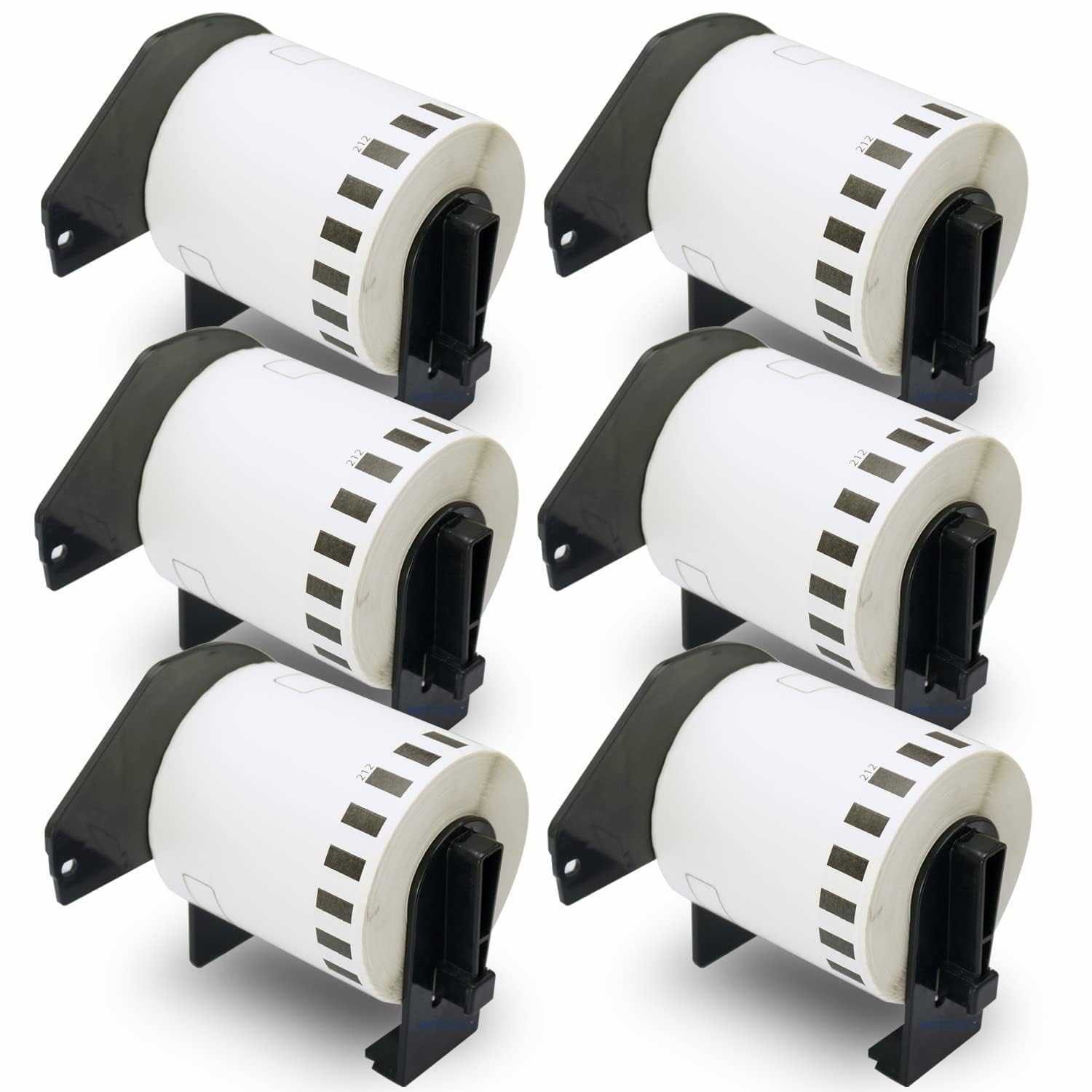 BETCKEY - 6 Rolls DK-22212 Labels, 62mm x 15.24m, 6 Continuous Length Film Labels Compatible with Brother QL Label Printers