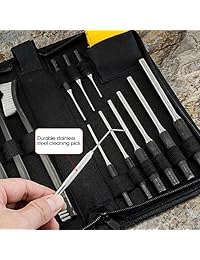 All-in-One Gun Cleaning Kit Pistola con Grip rollo Pin Punch Tool Set, cepillo para polvo de limpieza Pick Kit, anti-rust silicona paño en con cierre Organizador Espacio Ahorro Carry Case (15 piezas) por boosteady