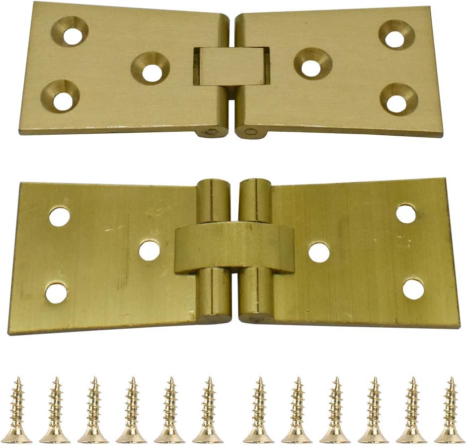 2Pcs Heavy Brass Butler Tray Hinge 180 Degree for Butler Folding Tables Furniture Table with Screws