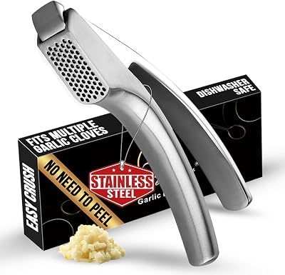 Gourmet Easy Garlic Press Stainless Steel Detachable Handle, No Peel