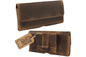 Moonster Leather Phone Holster Belt Clip Style for Men Horizontal Holder with Magnet Closure