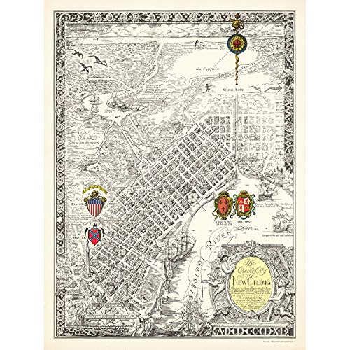 Artery8 Map Curtis 1930 Creole City New Orleans Art Print Canvas Premium Wall Decor Poster Mural
