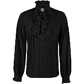 Runcati Mens Pirate Medieval Shirts Ruffle Steampunk Victorian Cosplay Costume Gothic Renaissance Shirt Viking Tops