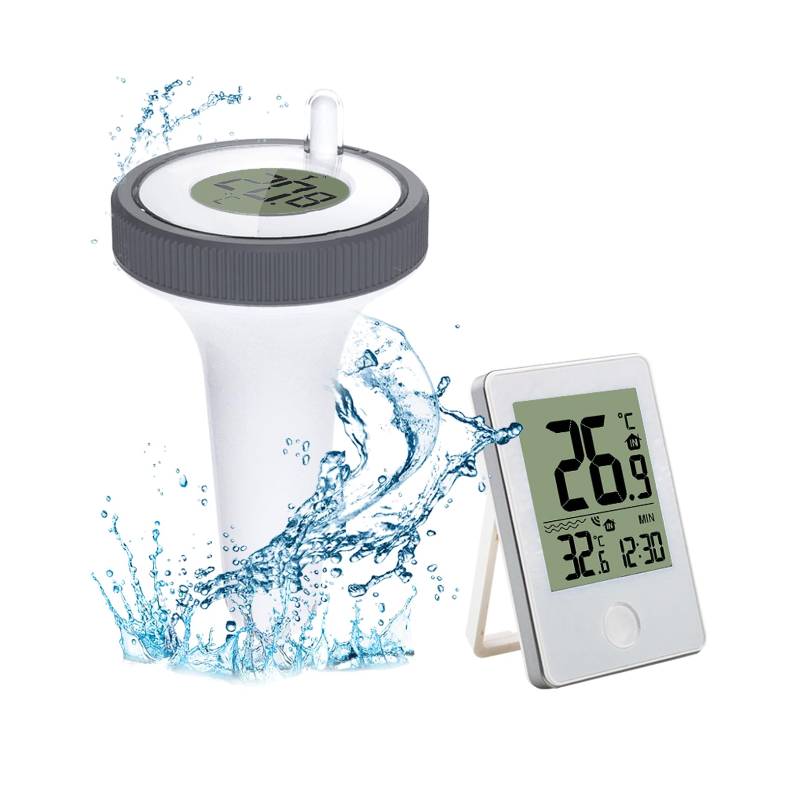 Wireless Floating Pool Thermometer, Digital Bath Thermometer, Floating Water Thermometer, Water Temperature Thermometer with LCD Display for Swimming Pool Bath Water Hot Tub Spa Pond