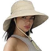 Sun Hats for Women Gardening Hat Wide Brim Ponytail Beach Sun Protection Breathable Cotton Summer Hat with Fold-Up Brim