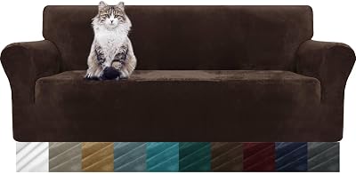 MAXIJIN Thick Velvet 3 Seater Sofa Cover Elastic Non Slip Couch Protector Dark