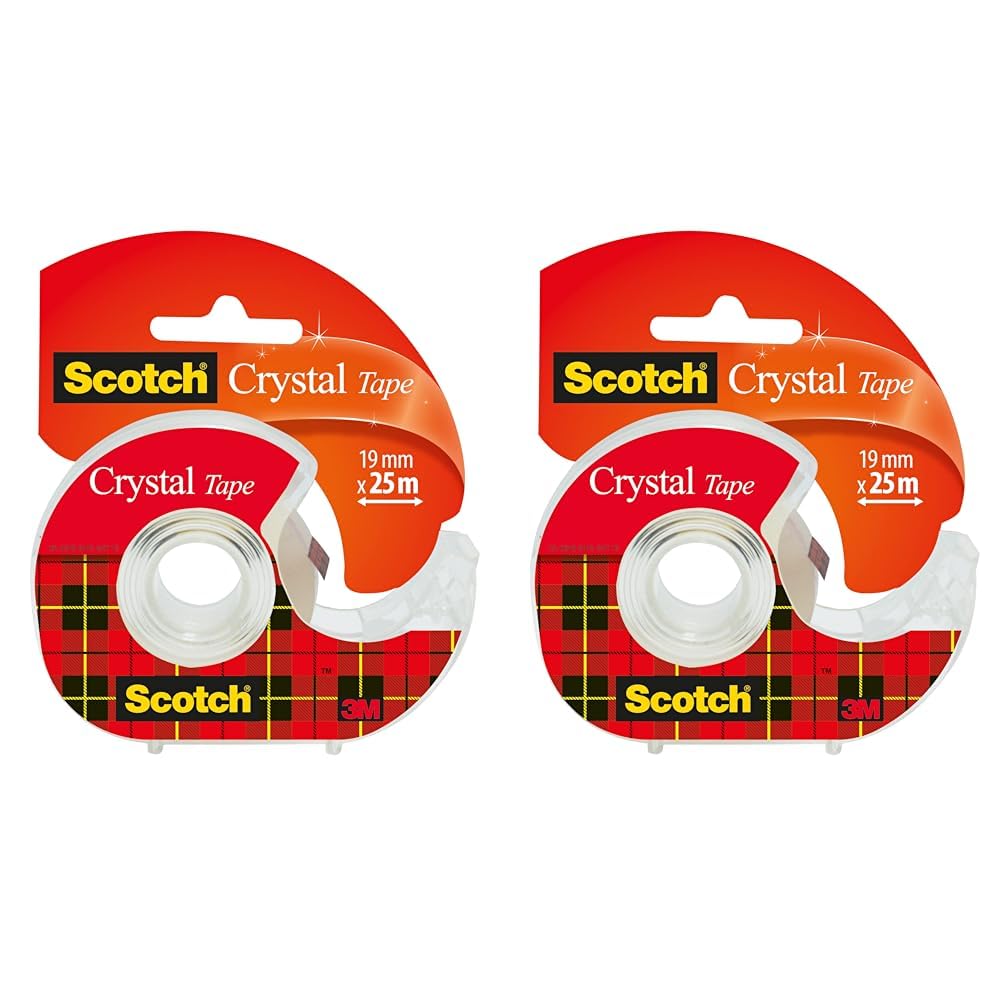 Scotch 19mm x 25m Crystal Strong Tape with Dispensered Roll (Pack of 2) — image 1