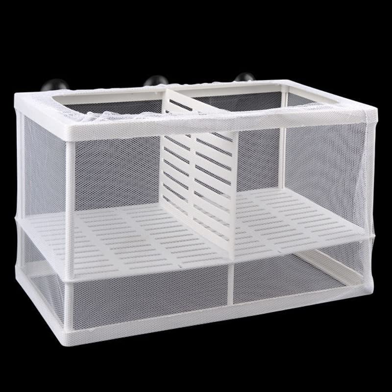1Pcs Fish Breeding Box Aquarium with Suction Cups, Small Fry Hatchery Net Fish Nursery Isolation Box, Incubator Boxes for Baby Fishes Guppy Shrimp(26 * 15 * 15cm) (Large with clapboard)
