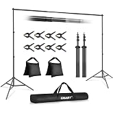 EMART Backdrop Stand 10x7FT Adjustable Back Drop Stand for Party Photoshoot | Background Stand Backdrop with 8 Clamps, 2 Sandbags for Photography, Wedding, Baby Shower, Events Decoration, Photo Studio