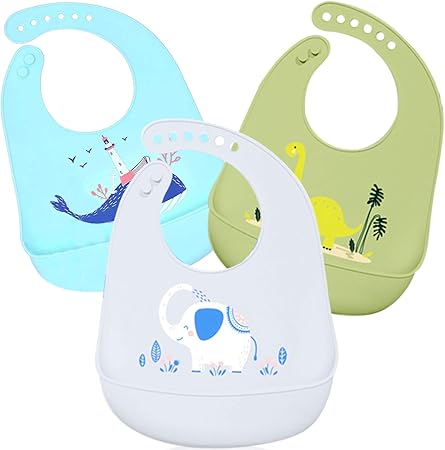 Bebe Bavoir Silicone Souple 3 Pcs Ajustable Bavette En Silicone Enfant Grande Poche Leger Impermeable Animal Pour Sevrage Bebes Enfants Cadeau Naissance Bleu Gris Vert Amazon Fr Bebes Puericulture